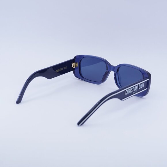 Dior WILDIOR S2U 30B0 Sunglasses Translucent Blue Rectangle Frame, Blue Lenses - Picture 10 of 11